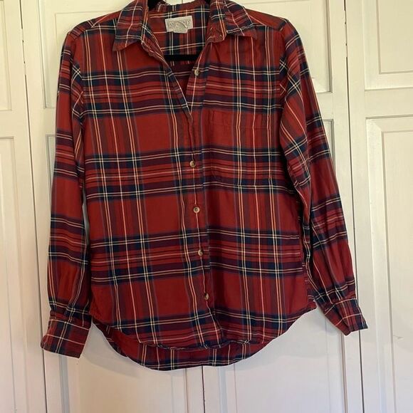 Lands End vintage cotton plaid button down size small - Picture 2 of 9